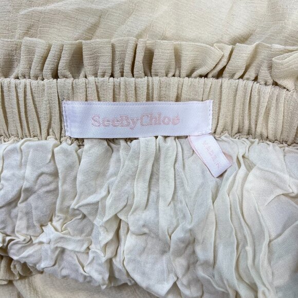 $385 NWOT See by Chloé Off-White Embroidered Maxi Skirt Size 38/L Pull-On - Picture 8 of 13